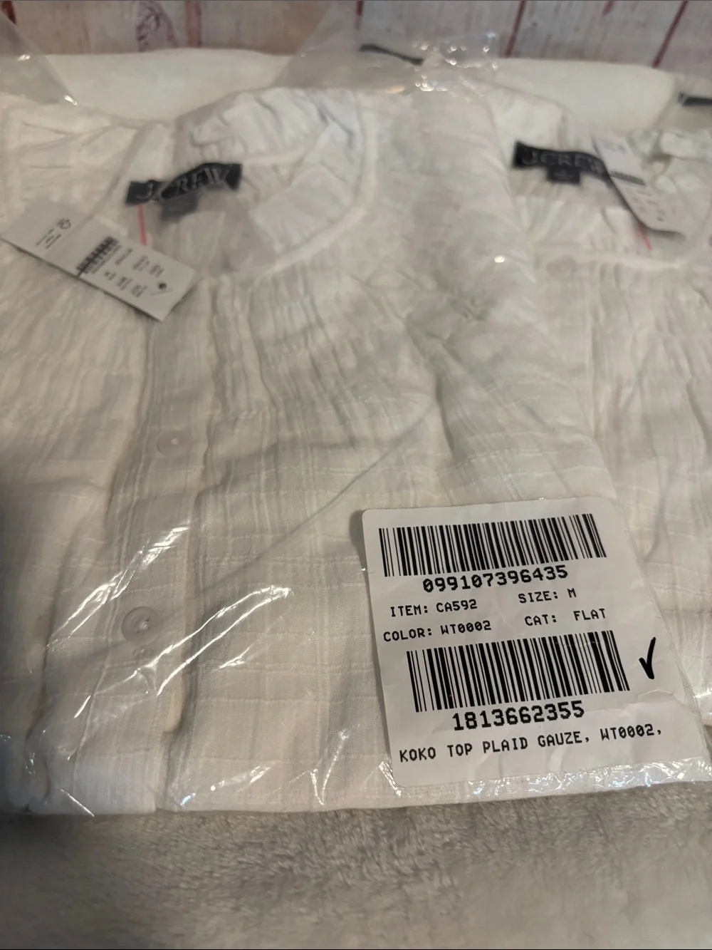 NWT J. Crew Smocked-neck top in textured gauze